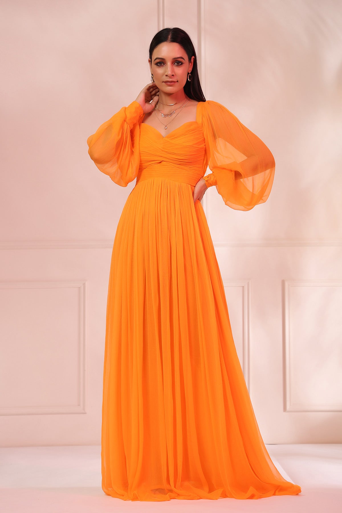 Grace Orange Dress•