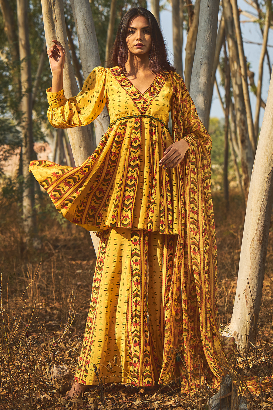 Navi Kaur In Yellow Oleander Gharara Set Of 2