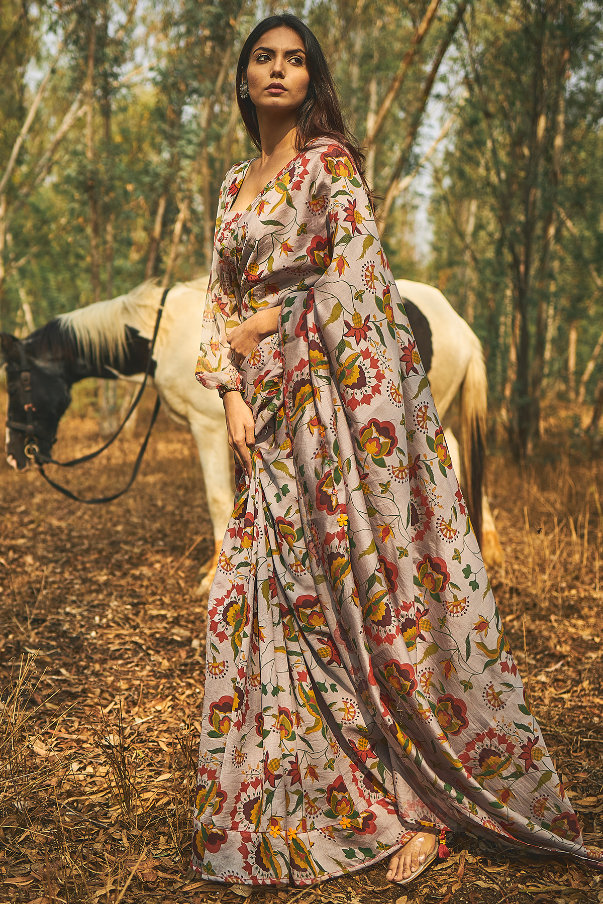 Gulma Chanderi Saree Set Of 2 - Baise Gaba