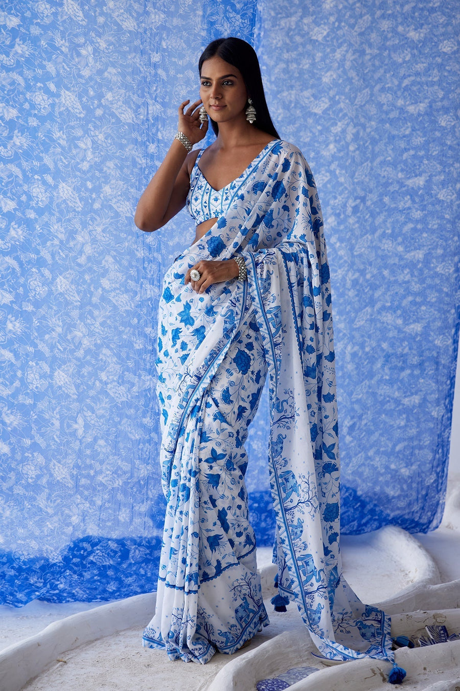 Khand Cotton Modal Saree - Baise Gaba