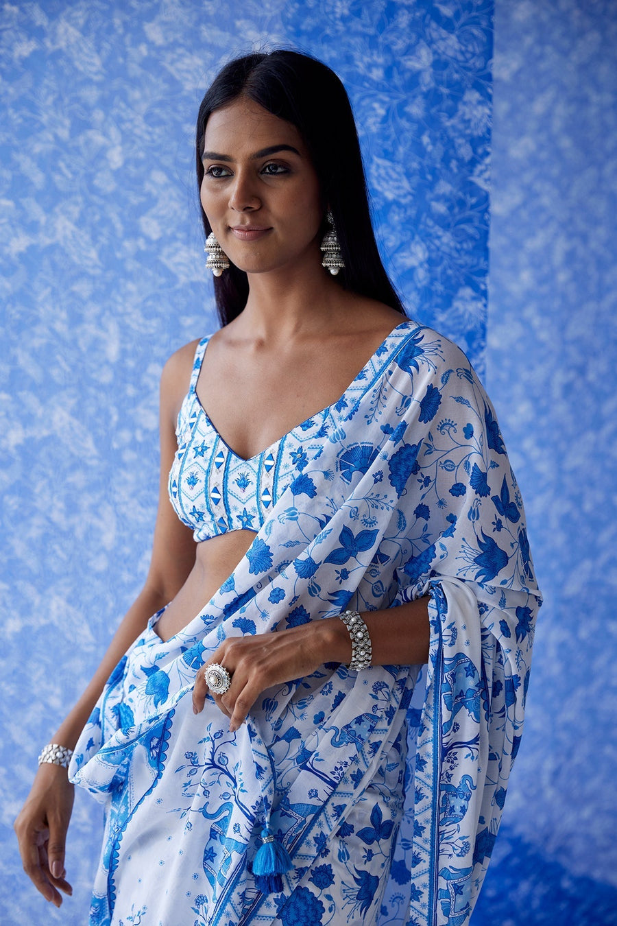 Khand Cotton Modal Saree - Baise Gaba