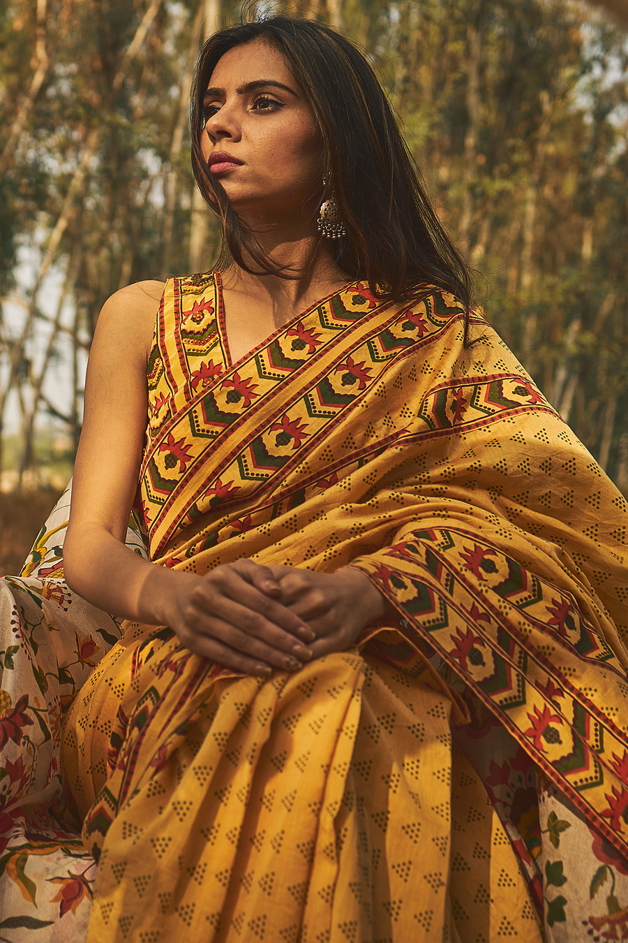 Mehtab Chanderi Saree Set Of 2 - Baise Gaba