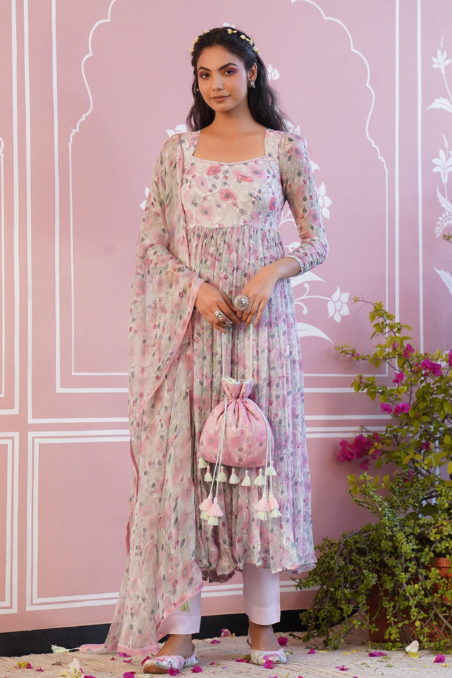 POPPY BLUSH ANARKALI SET OF 3 - Baise Gaba