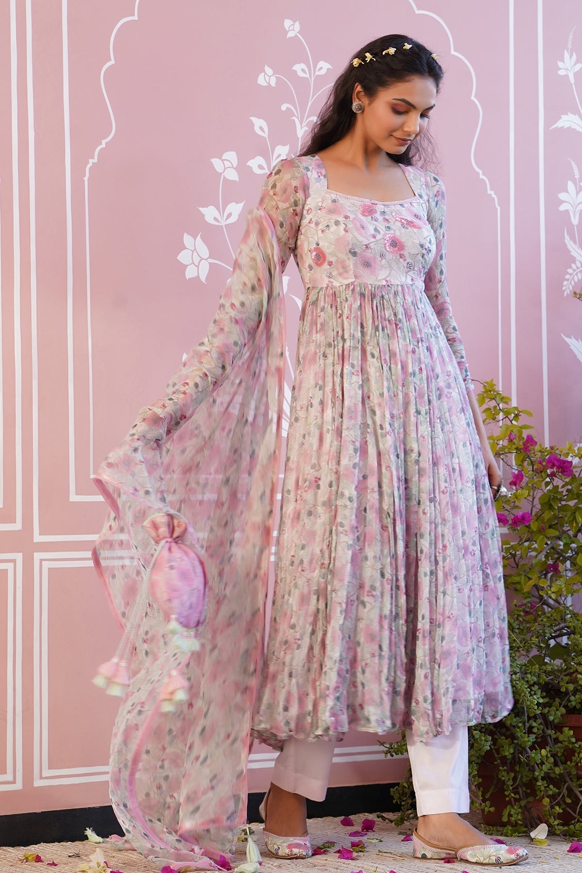 POPPY BLUSH ANARKALI SET OF 3 - Baise Gaba