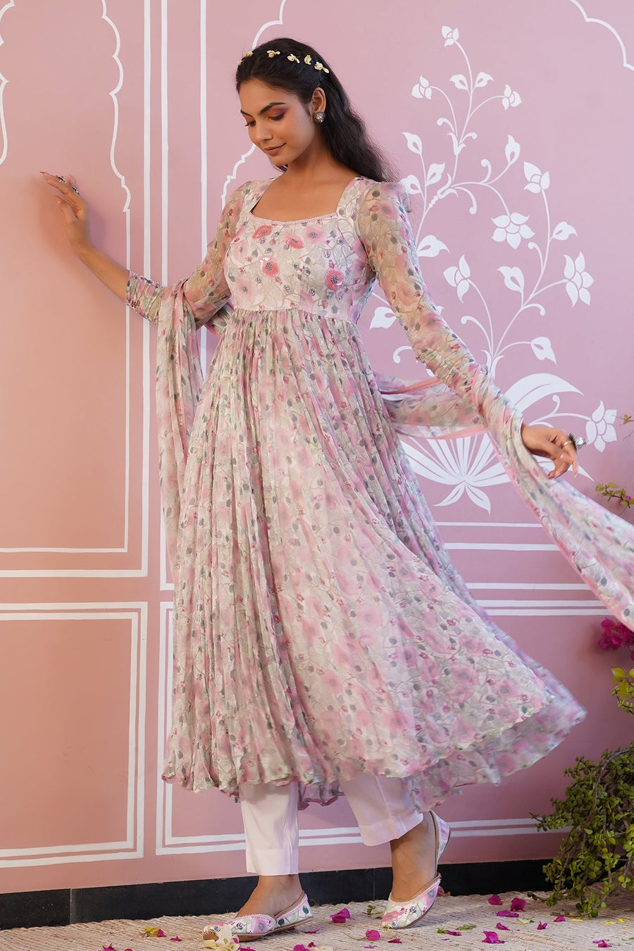 POPPY BLUSH ANARKALI SET OF 3 - Baise Gaba