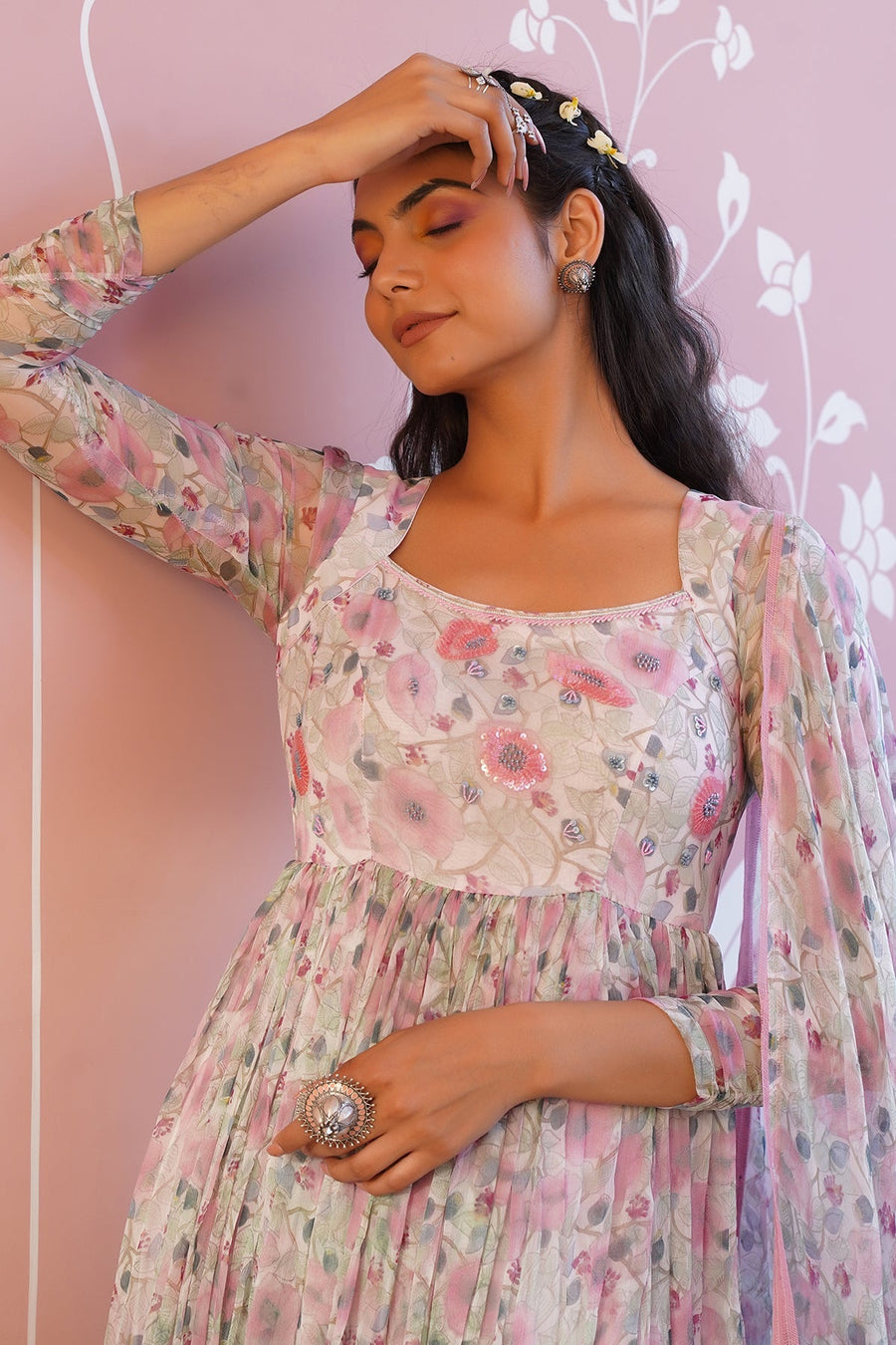 POPPY BLUSH ANARKALI SET OF 3 - Baise Gaba