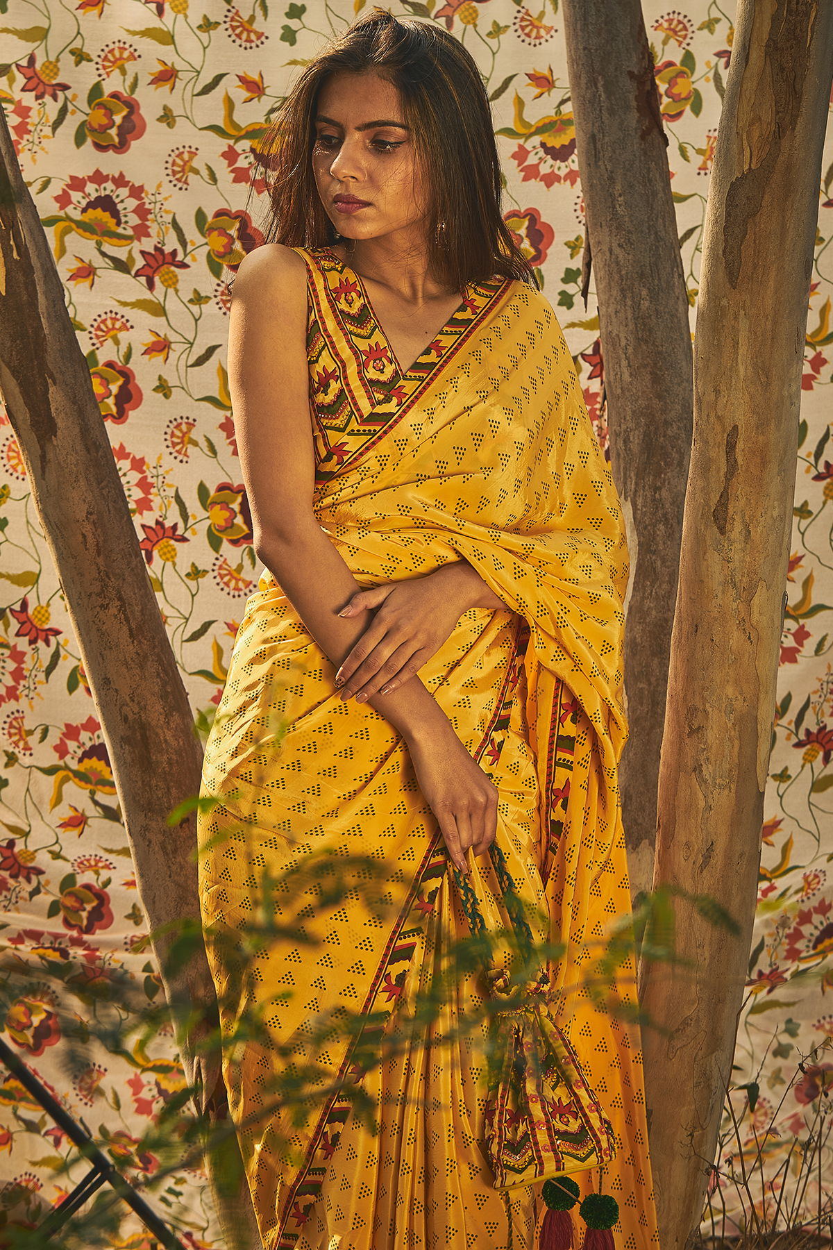 Santolina Crepe Saree Set Of 2 - Baise Gaba
