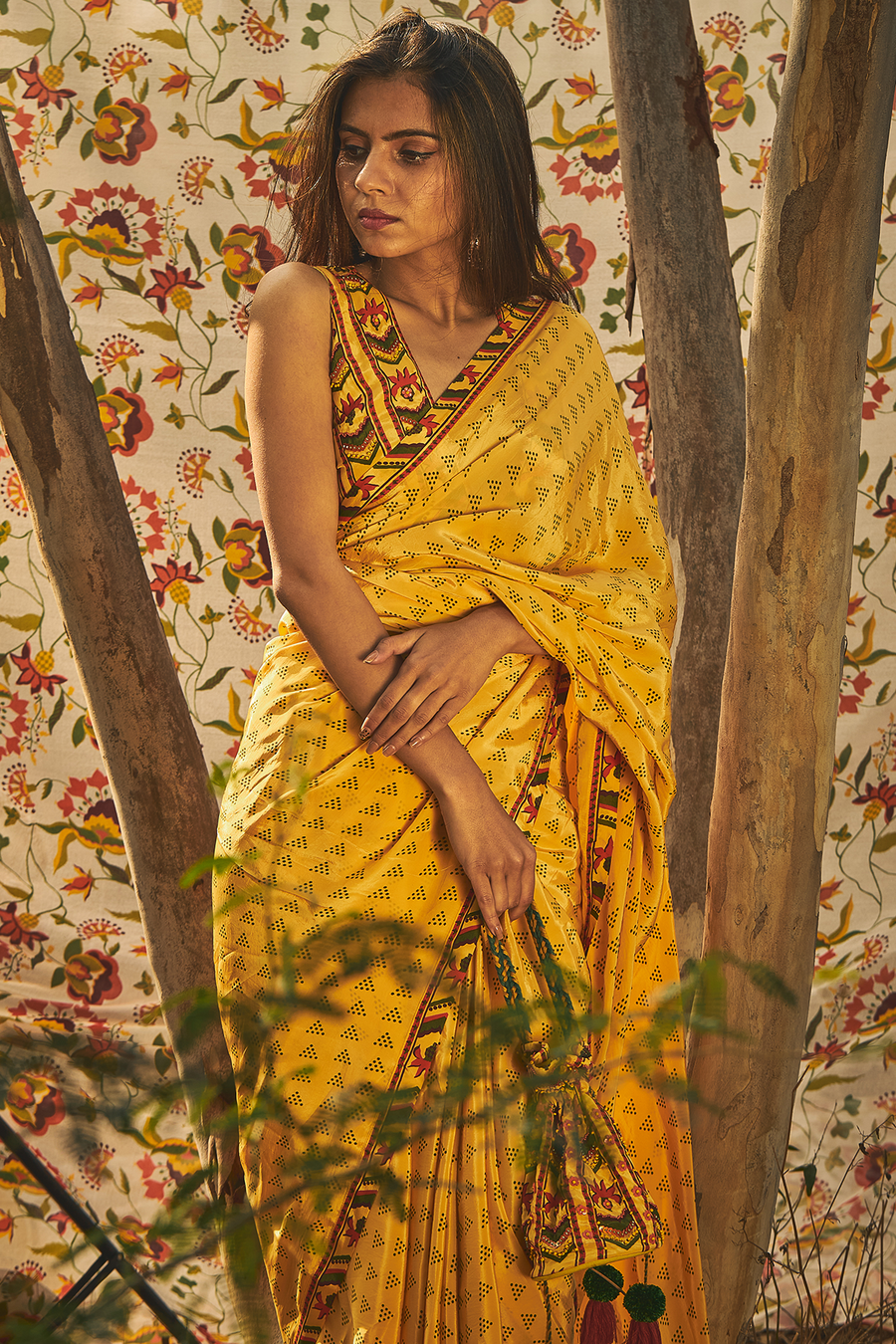 Santolina Crepe Saree Set Of 2 - Baise Gaba