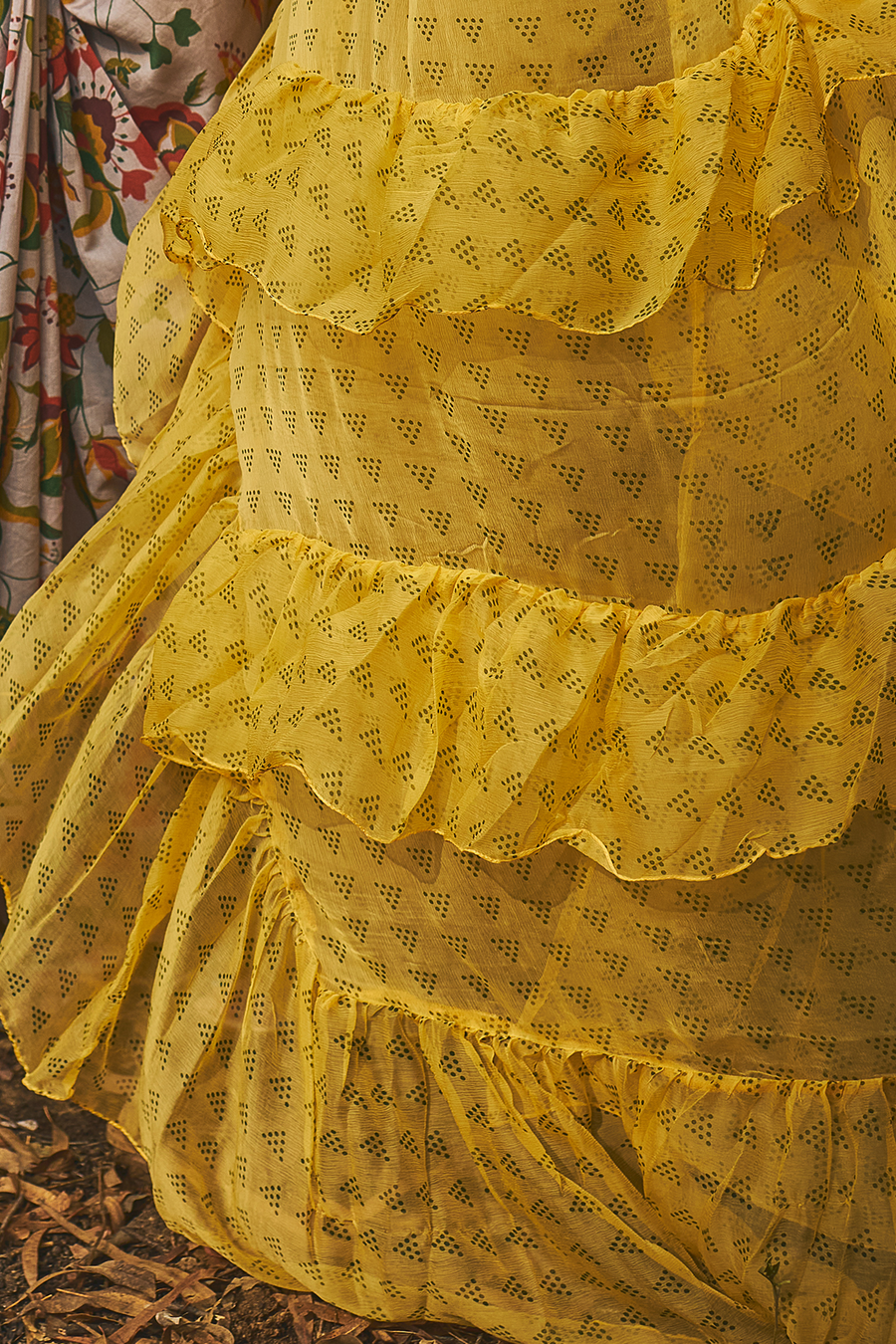 Vesper Ruffled Saree Set Of 2 - Baise Gaba