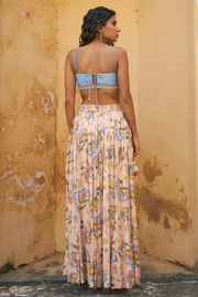 Vishudh Blouse Skirt And Overlay Set Of 3 - Baise Gaba