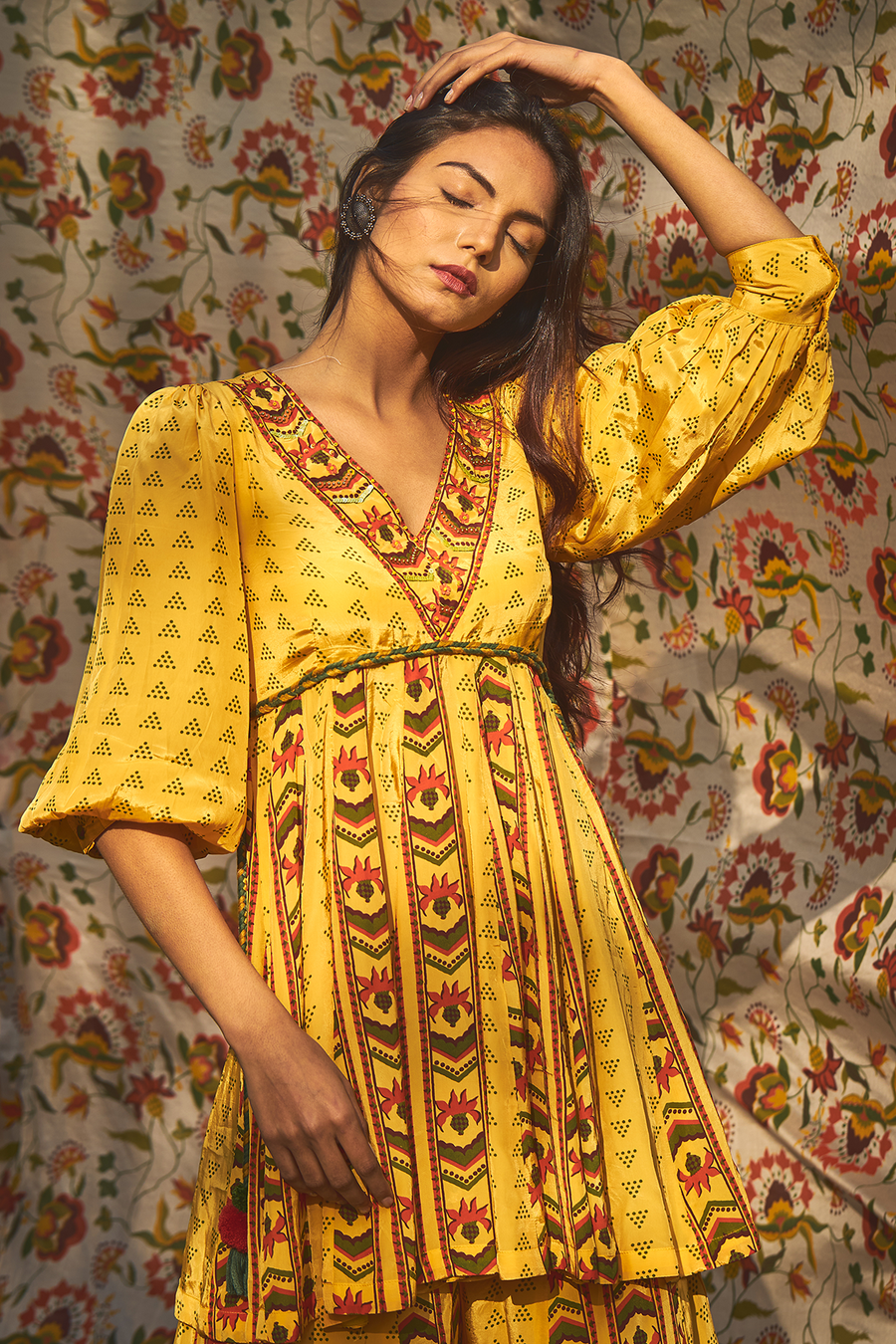Yellow Oleander Gharara Set Of 2 - Baise Gaba