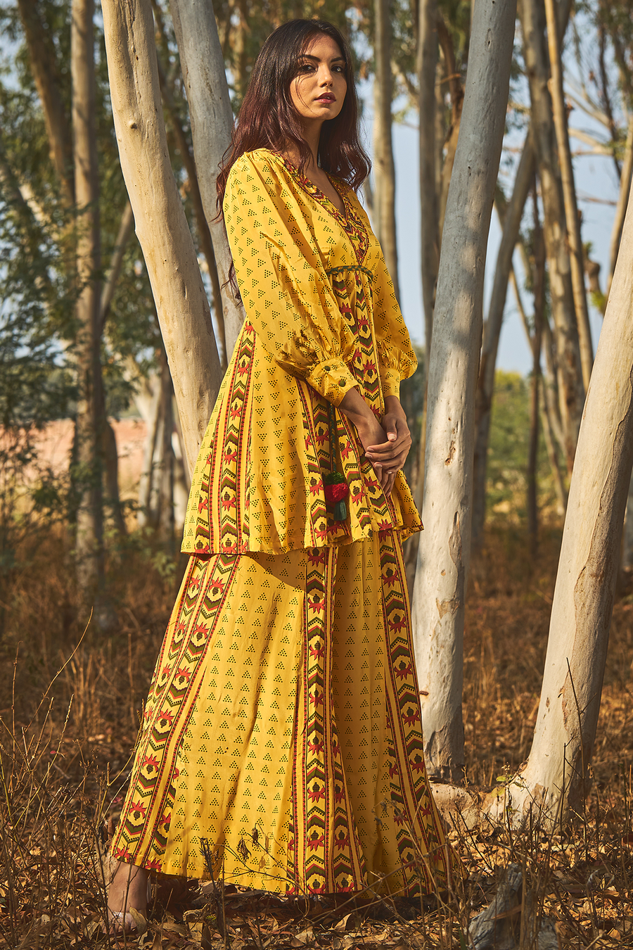 Yellow Oleander Gharara Set Of 2 - Baise Gaba