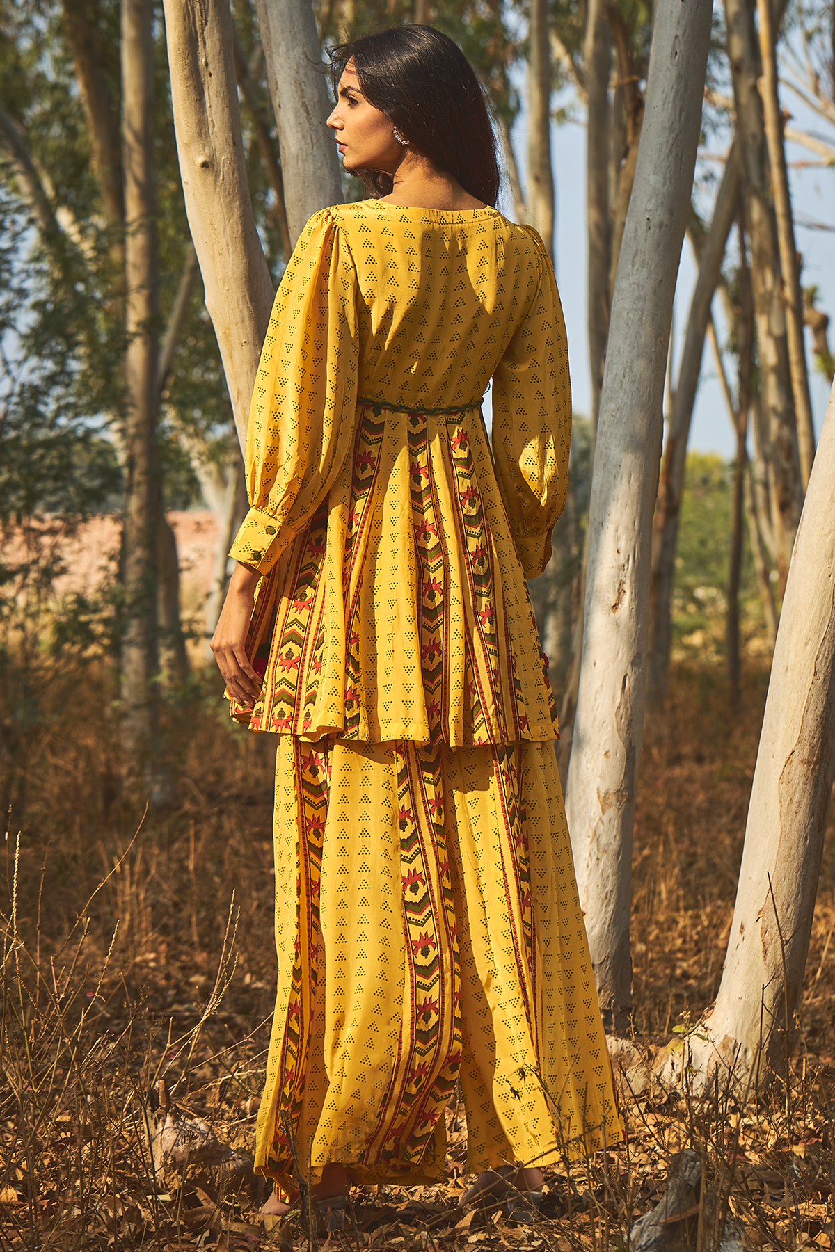 Yellow Oleander Gharara Set Of 2 - Baise Gaba